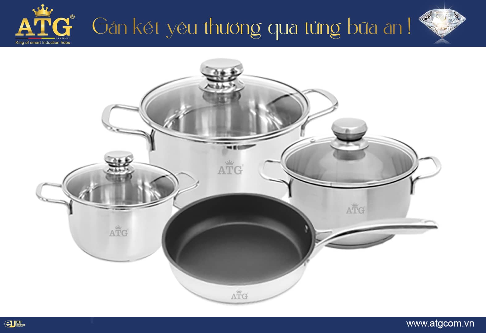 Bộ Nồi Inox ATG  Gold- 666 Plus