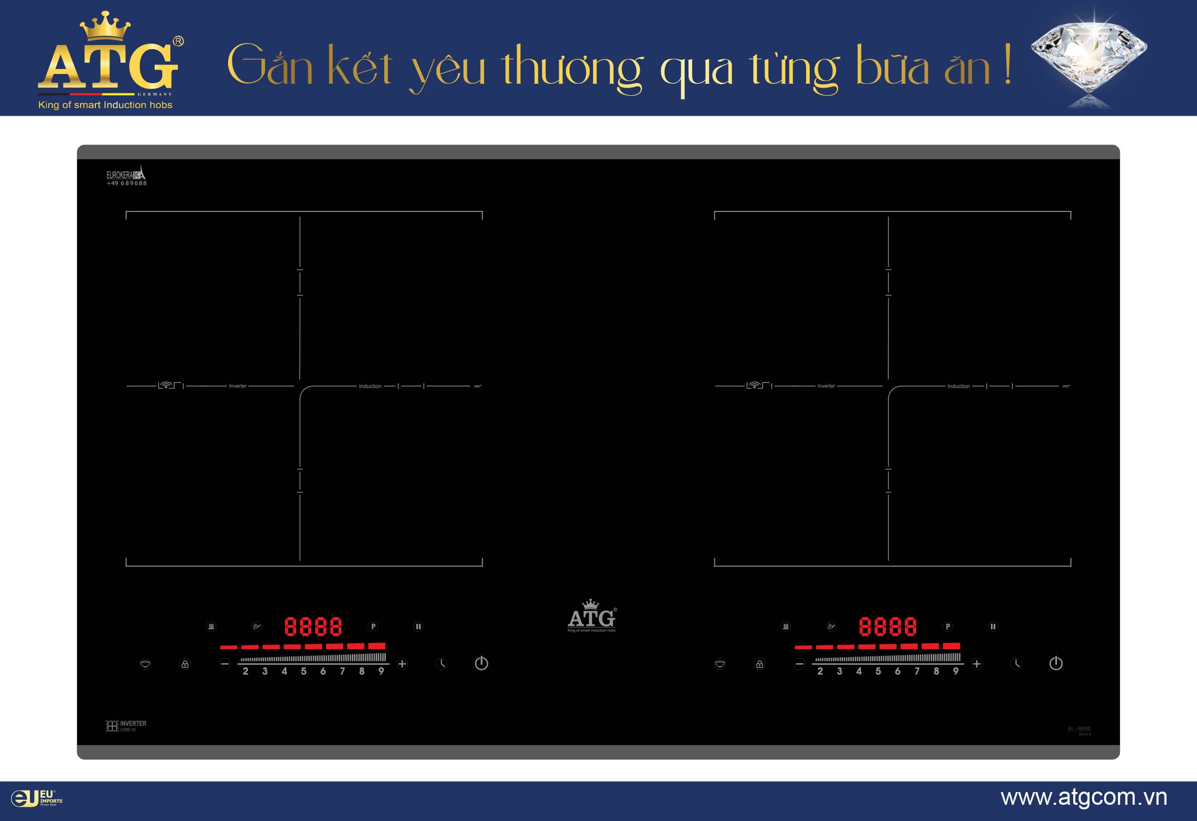 Bếp 2 từ cao cấp ATG - EU 988SD
